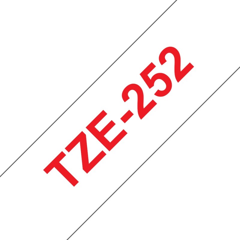 TZe-252 - Standard-Klebstoff - Rot auf Weis - Rolle (2,4 cm x 8 m)